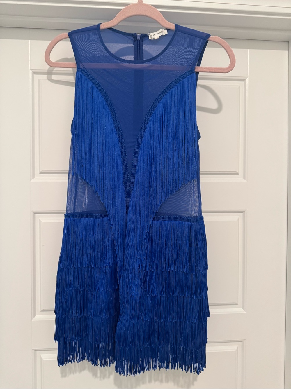 Royal blue fringe romper- large